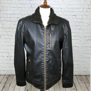 American Rag CIE Vegan Faux Leather Fur Jacket Women's Sz L Men's M